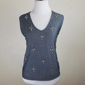 Chelsea 28 Sleeves Beaded Grey Top